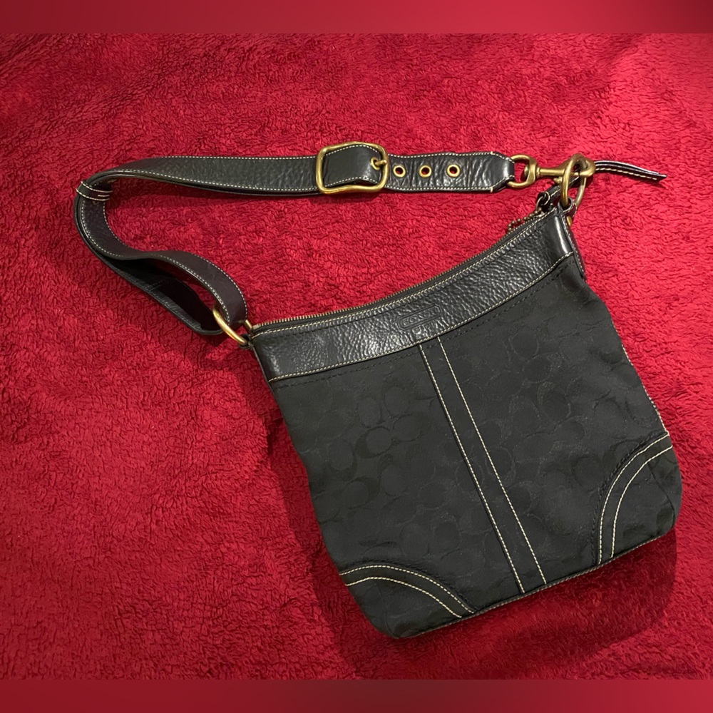 COACH Black Shoulder Bag with Gold Accents